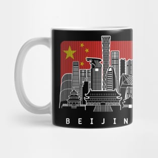 Beijing China Skyline Chinese Flag Mug